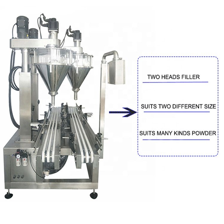Fully Automatic Industrial Talcum Powder Weighing Filling Equipment Double Head Auger Filler for Manufacturing Plant